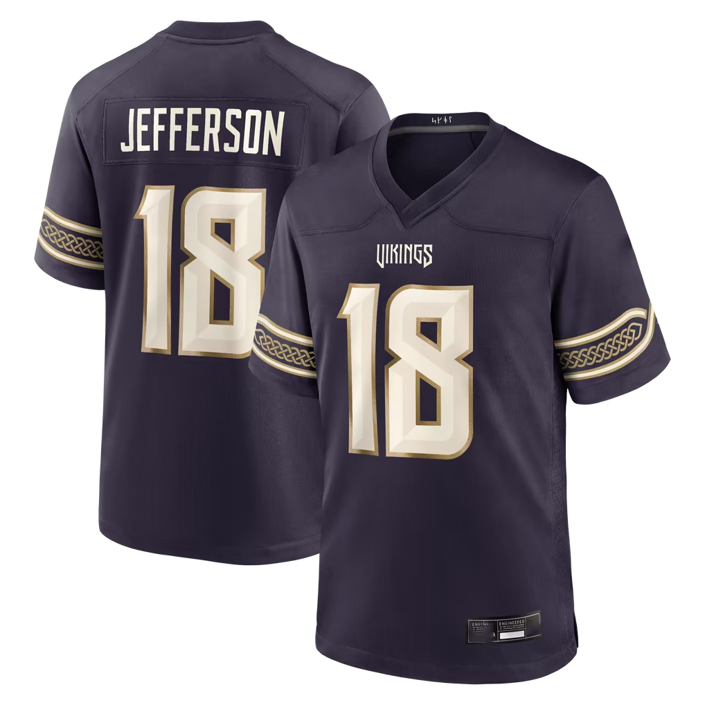 Kieara MN.Vikings #18 Justin Jefferson Purple 2026 Rivalries Collection Game Stitched Jerseys