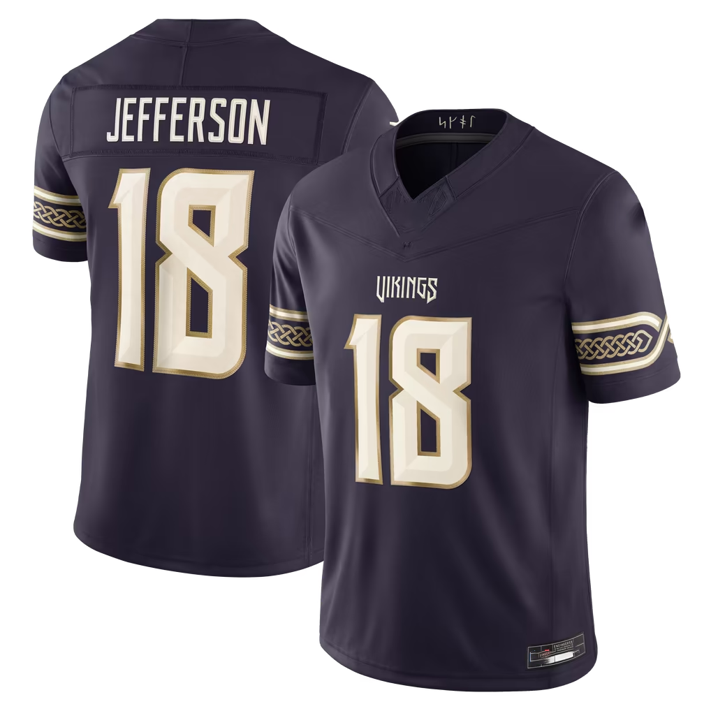 Kieara MN.Vikings #18 Justin Jefferson Purple 2026 Rivalries Collection Limited Stitched Jerseys