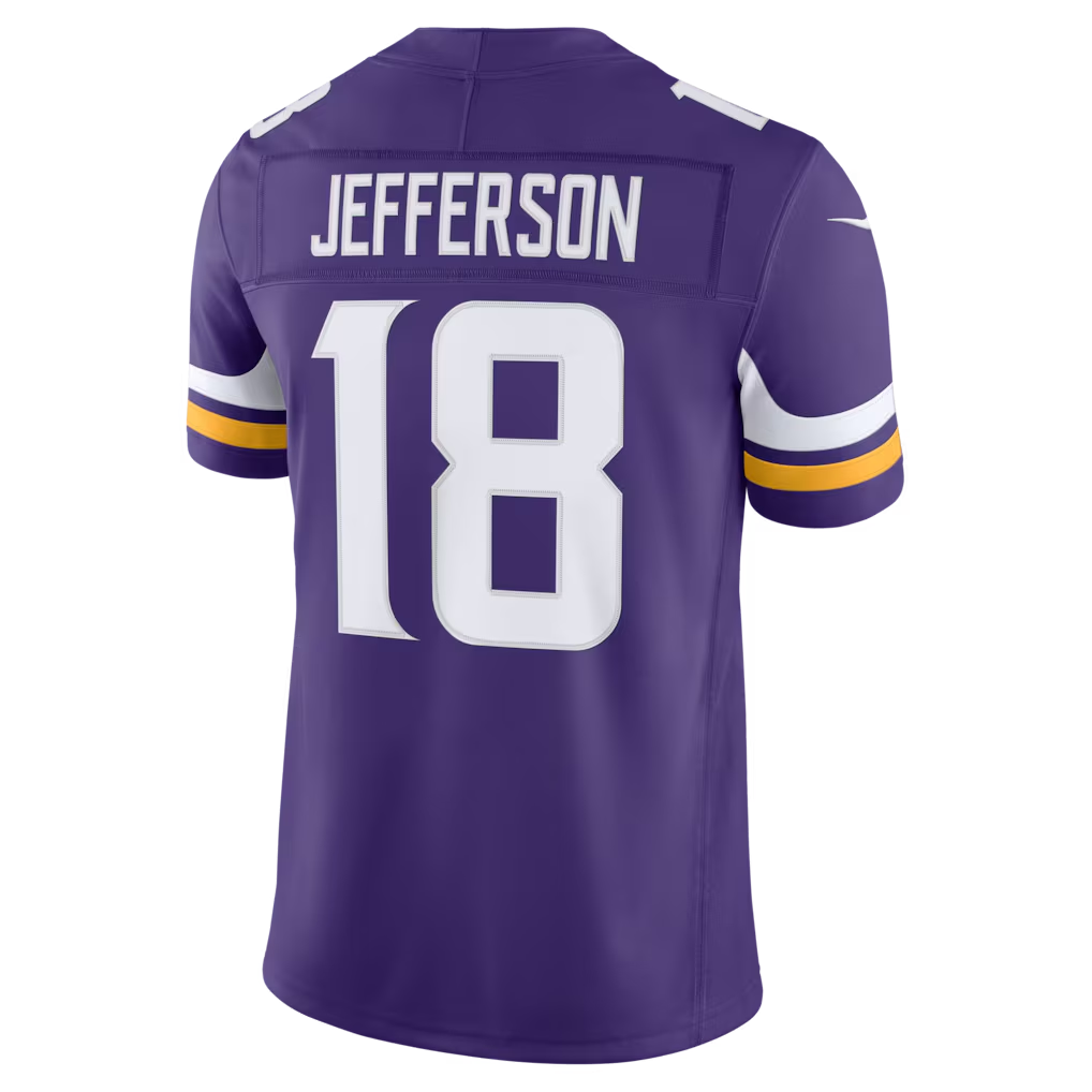 Kieara MN.Vikings #18 Justin Jefferson Purple Team Vapor F.U.S.E. Stitched Limited Jerseys