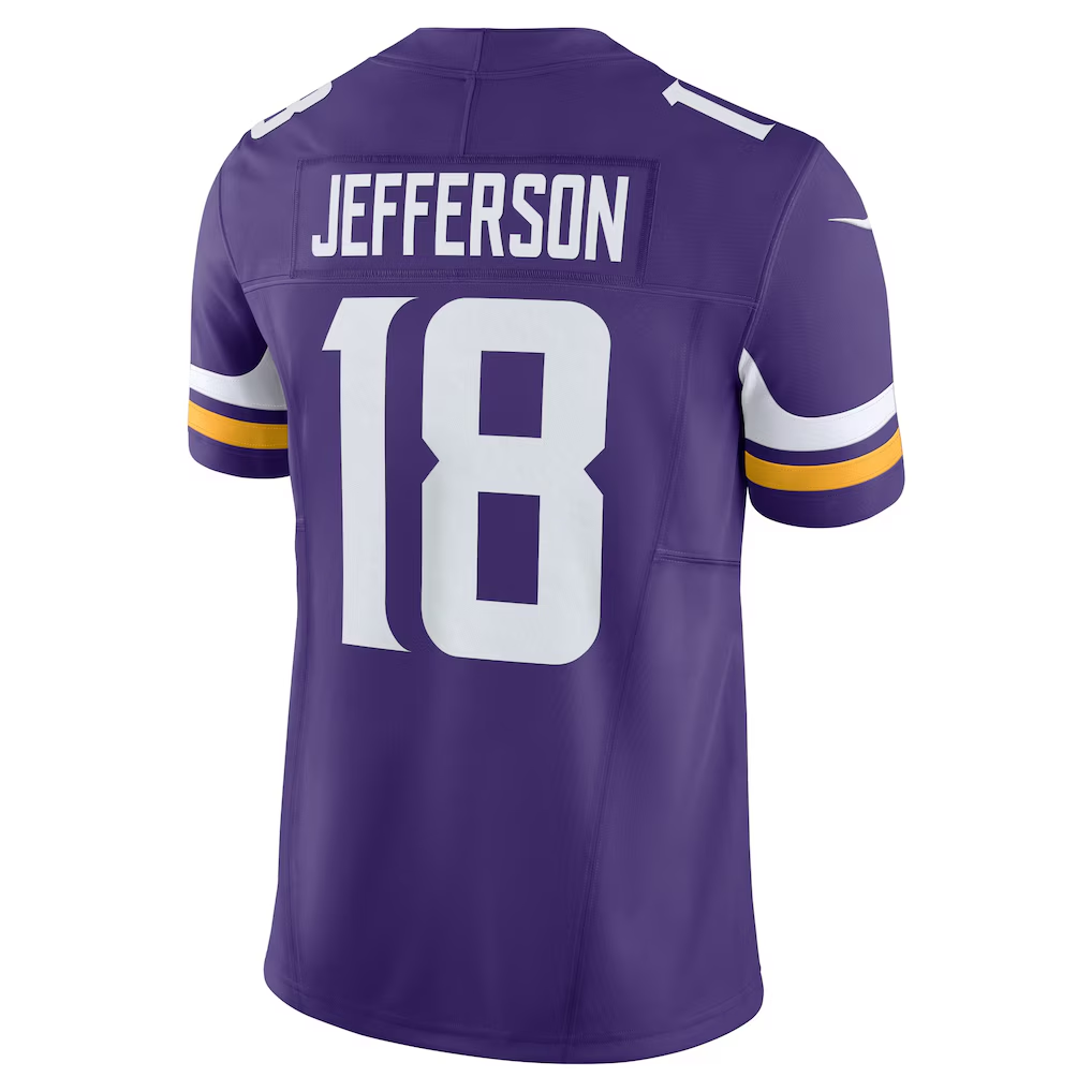 Kieara MN.Vikings #18 Justin Jefferson Purple Vapor F.U.S.E. Limited Stitched Jerseys