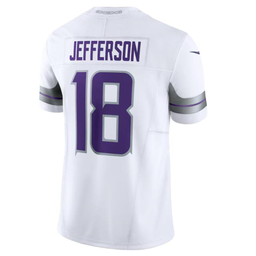 Kieara MN.Vikings #18 Justin Jefferson White Alternate Vapor F.U.S.E. Limited American Stitched Jersey