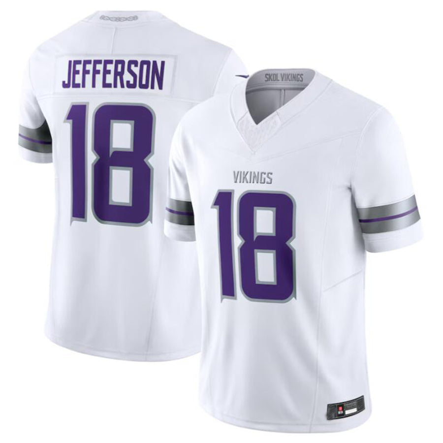 Kieara MN.Vikings #18 Justin Jefferson White Alternate Vapor F.U.S.E. Limited American Stitched Jerseys