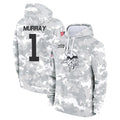 Kieara MN.Vikings #1 Kyler Murray Player Arctic Camo Salute to Service Pullover Hoodies Limited Game Stitched Jerseys