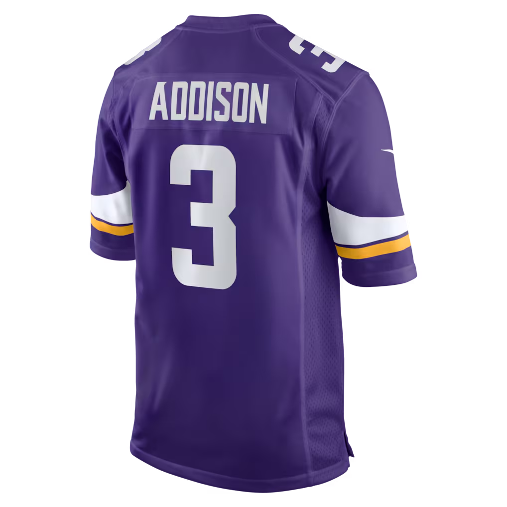 Kieara MN.Vikings #3 Jordan Addison Purple Game Stitched Jerseys