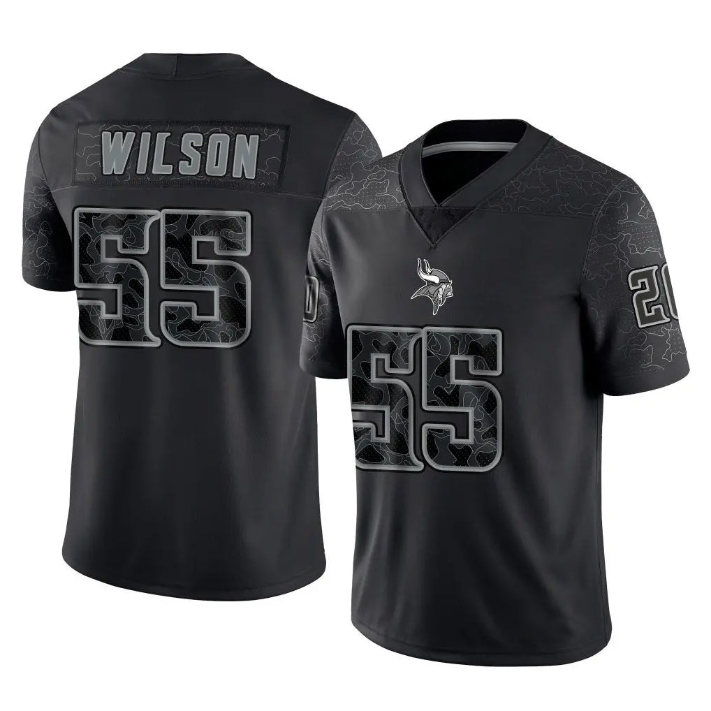 Kieara MN.Vikings #55 Eric Wilson Player Black Reflective LImited Home Game Stitched Jerseys