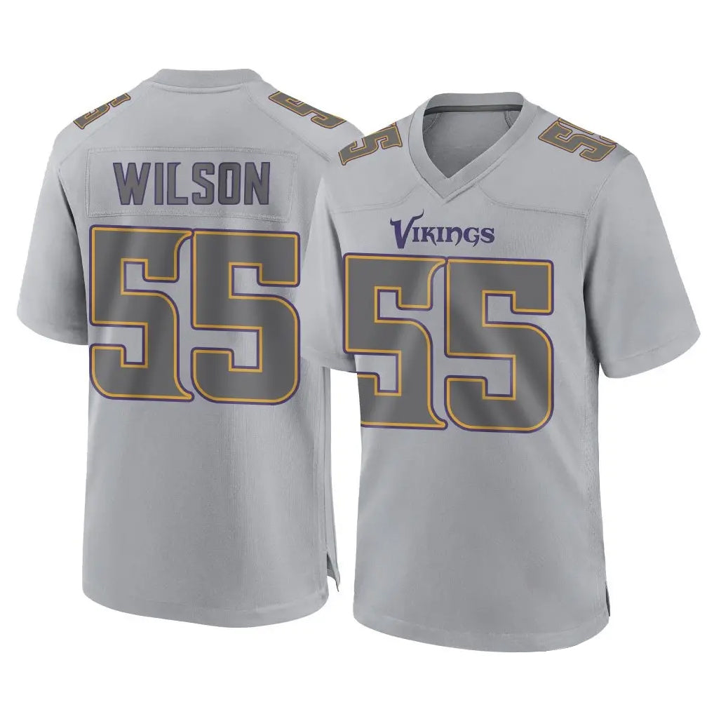 Kieara MN.Vikings #55 Eric Wilson Player Gray Atmosphere Fashion Home Game Stitched Jerseys