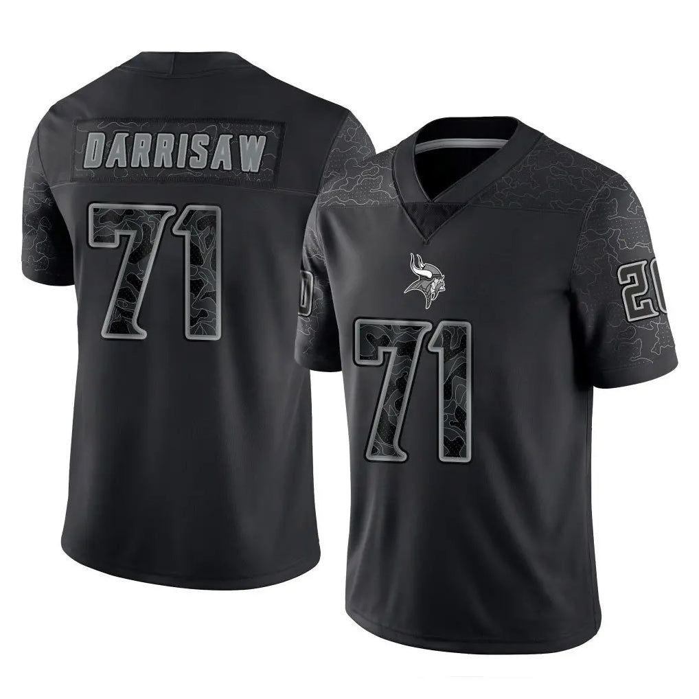 Kieara MN.Vikings #71 Christian Darrisaw Player Black Reflective LImited Home Game Stitched Jerseys