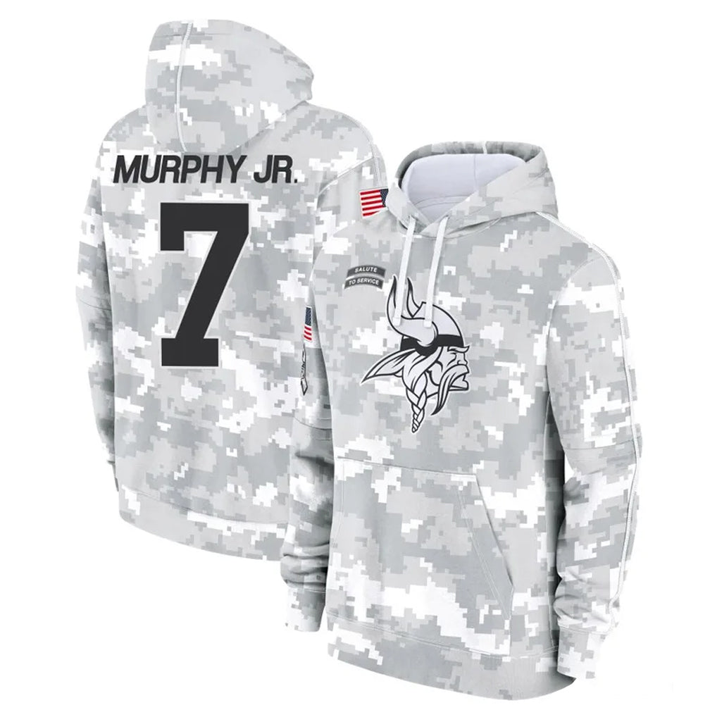 Kieara MN.Vikings #7 Byron Murphy Jr. Player Arctic Camo Salute to Service Pullover Hoodies Limited Game Stitched Jerseys