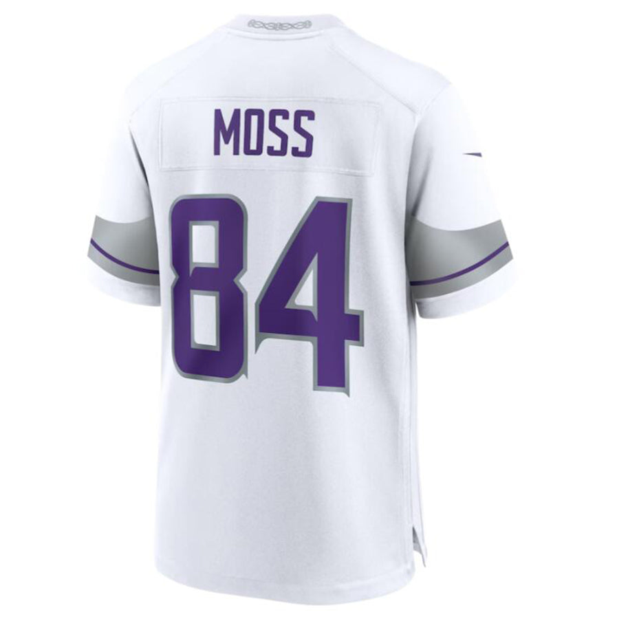 Kieara MN.Vikings #84 Randy Moss White Alternate Retired Player Game Jersey American Stitched Jersey