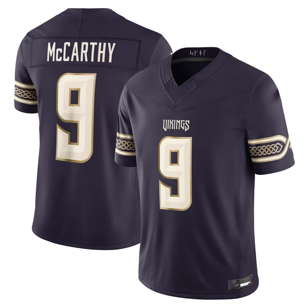 Kieara MN.Vikings #9 J.J. McCarthy Purple 2026 Rivalries Collection Limited Stitched Jerseys