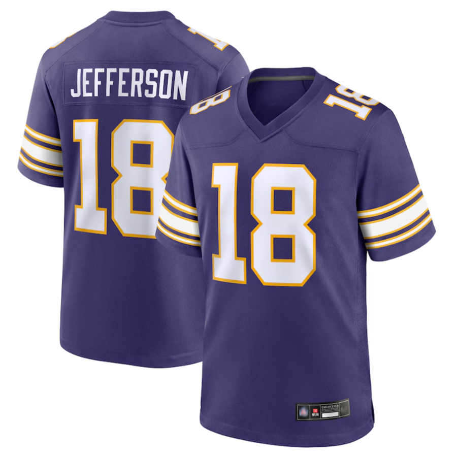 Kieara MN.Vikings #18 Justin Jefferson Player Purple Classic Limited Game Stitched Jerseys