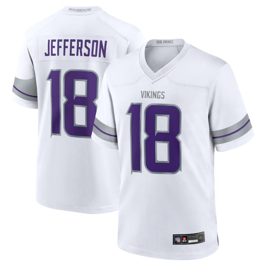 Kieara MN.Vikings #18 Justin Jefferson Player White Replica Game Stitched Jerseys