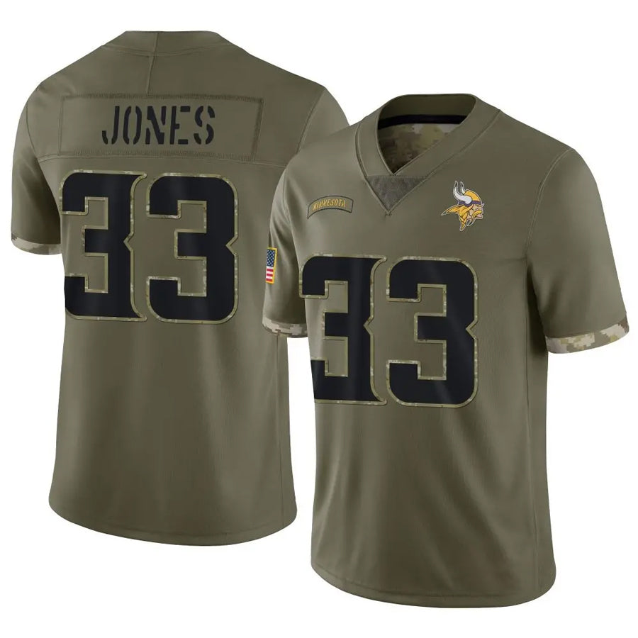 Kieara MN.Vikings #33 Aaron Jones Player Salute To Service Limited Olive Stitched Jerseys
