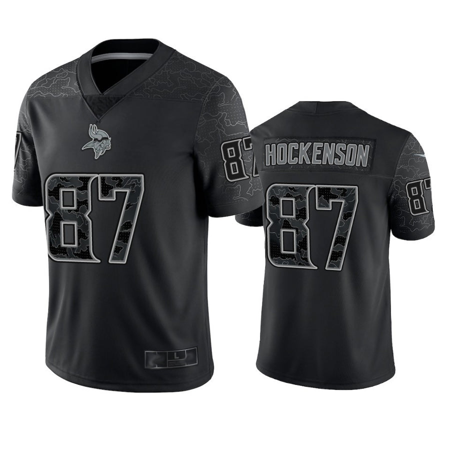 Kieara MN.Vikings #87 T.J. Hockenson Player Black REFLECTIVE Limited Stitched Jerseys