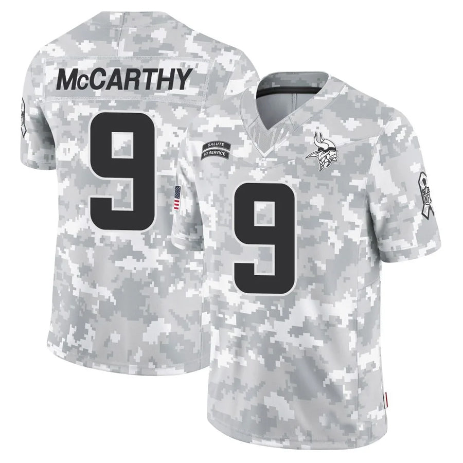 Kieara MN.Vikings #9 J.J. McCarthy Player Arctic Camo Salute to Service Limited Stitched Jerseys
