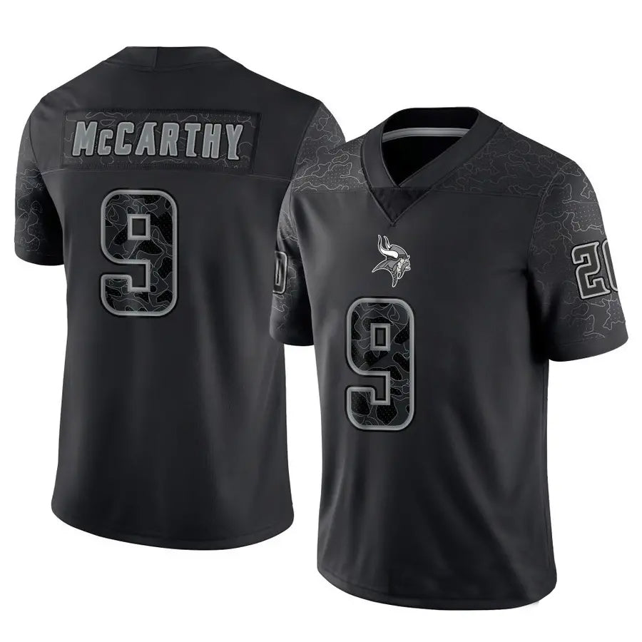 Kieara MN.Vikings #9 J.J. McCarthy Player Black REFLECTIVE Limited Stitched Jerseys