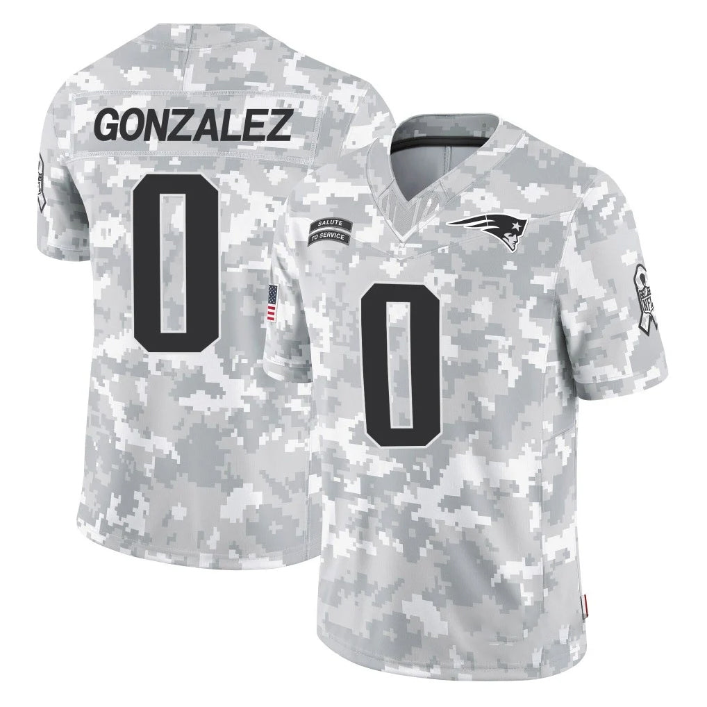 Kieara NE.Patriots #0 Christian Gonzalez Player Arctic Camo Salute To Service Limited Game Stitched Jerseys