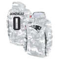 Kieara NE.Patriots #0 Christian Gonzalez Player Salute to Service Hoodies Stitched Jerseys