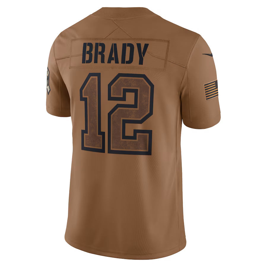 Kieara NE.Patriots #12 Tom Brady Player Brown Salute To Service Limited Stitched Jerseys