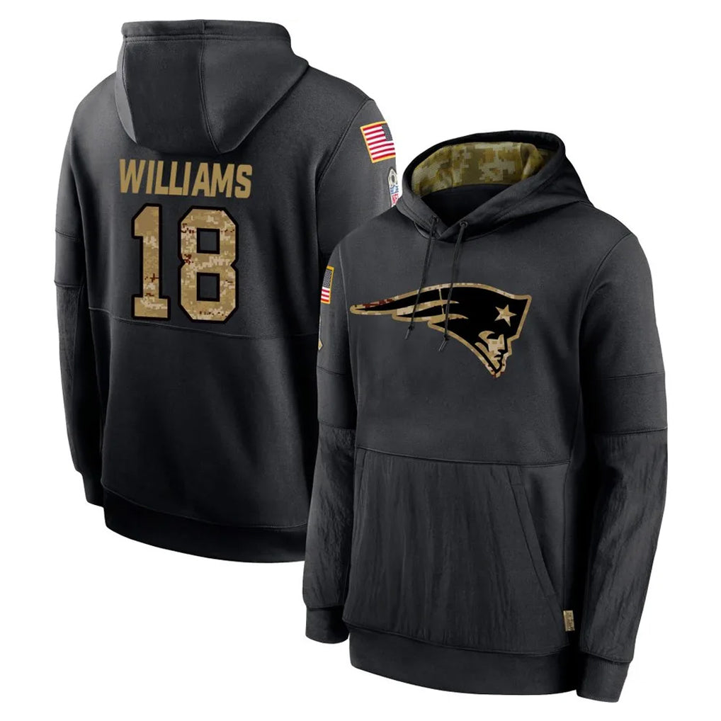 Kieara NE.Patriots #18 Kyle Williams Player Black Salute to Service Hoodies Limited Game Stitched Jerseys