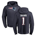 Kieara NE.Patriots #1 A.J. Brown Player Navy LOGO Pullover Hoodies Home Game Stitched Jerseys