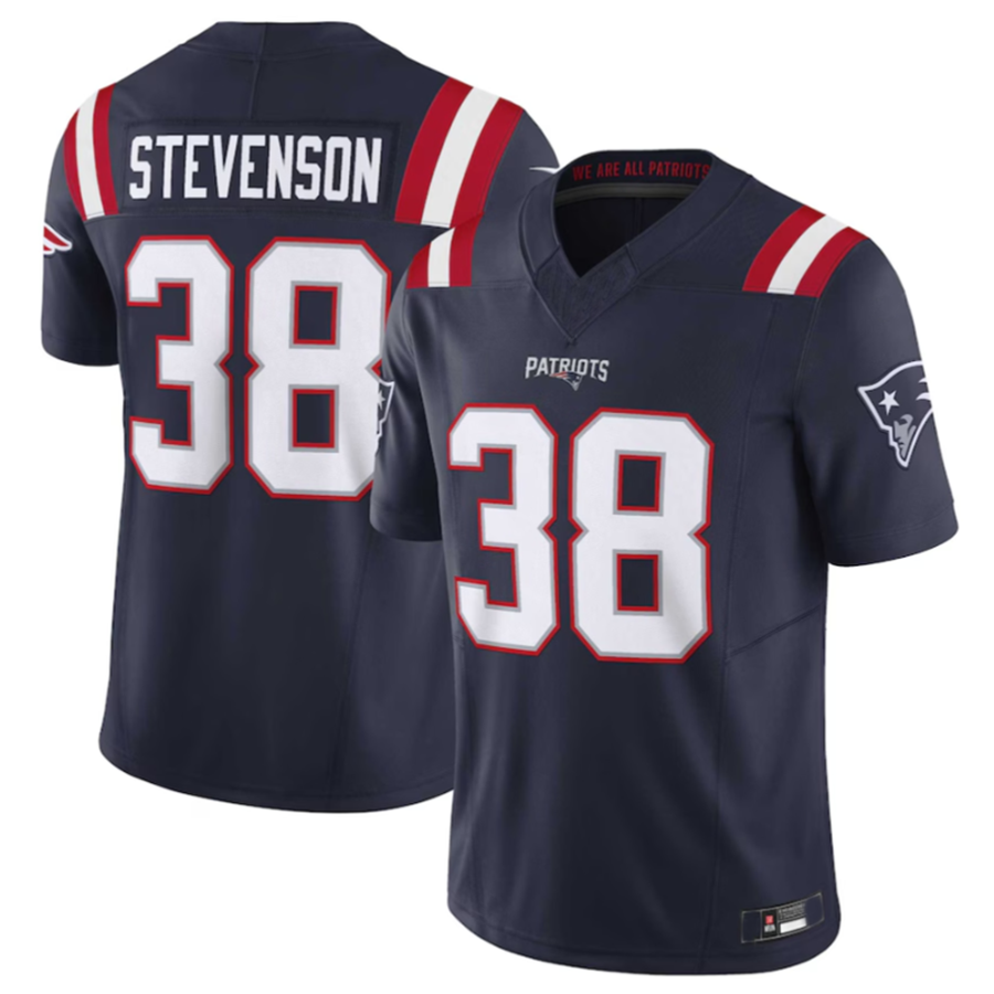 Kieara NE.Patriots #38 Rhamondre Stevenson Navy Vapor F.U.S.E. Limited American Stitched Jerseys