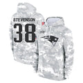 Kieara NE.Patriots #38 Rhamondre Stevenson Player Arctic Camo Salute to Service Pullover Hoodies Limited Game Stitched Jerseys