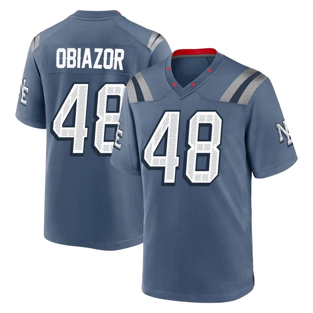 Kieara NE.Patriots #48 Namdi Obiazor Player Blue Rivalries Collection Home Game Stitched Jerseys