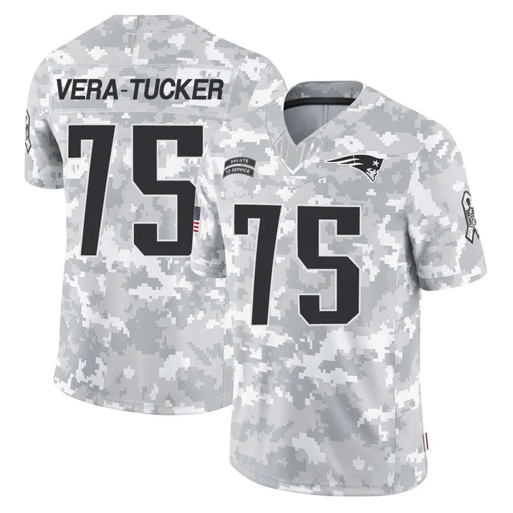 Kieara NE.Patriots #75 Alijah Vera-Tucker Player Arctic Camo Salute To Service Limited Game Stitched Jerseys