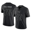 Kieara NE.Patriots #75 Alijah Vera-Tucker Player Black Reflective LImited Home Game Stitched Jerseys