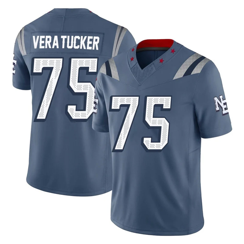 Kieara NE.Patriots #75 Alijah Vera-Tucker Player Blue Limited Rivalries Collection Home Game Stitched Jerseys