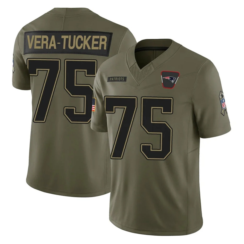 Kieara NE.Patriots #75 Alijah Vera-Tucker Player Olive 2025 Salute To Service Limited Stitched Jerseys
