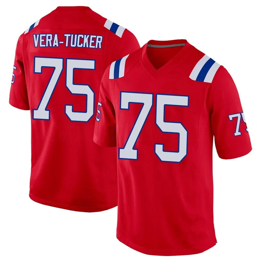 Kieara NE.Patriots #75 Alijah Vera-Tucker Player Red Home Game Stitched Jerseys