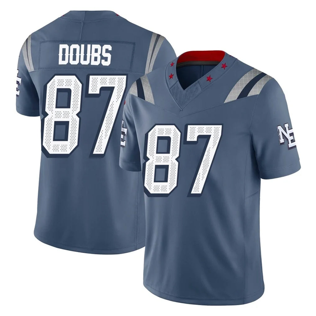 Kieara NE.Patriots #87 Romeo Doubs Player Blue Limited Rivalries Collection Home Game Stitched Jerseys