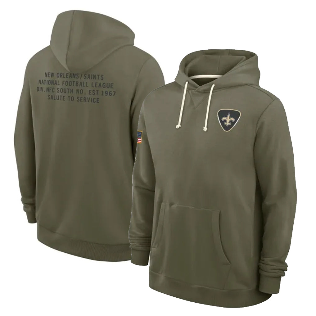 Kieara NO.Saints Olive Salute to Service Pullover Hoodies Limited Blank Player Stitched Jerseys
