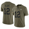 Kieara NO.Saints #12 Chris Olave Player Olive Salute To Service Limited Stitched Jerseys