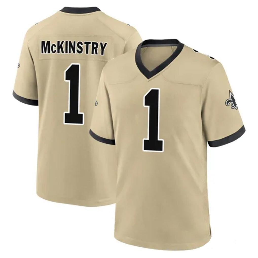 Kieara NO.Saints #1 Kool-Aid McKinstry Player Gold Home Game Stitched Jerseys