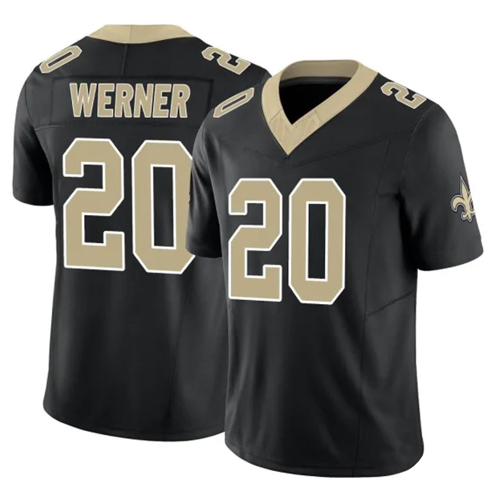 Kieara NO.Saints #20 Pete Werner Player Black Limited Vapor F.U.S.E. Home Game Stitched Jerseys