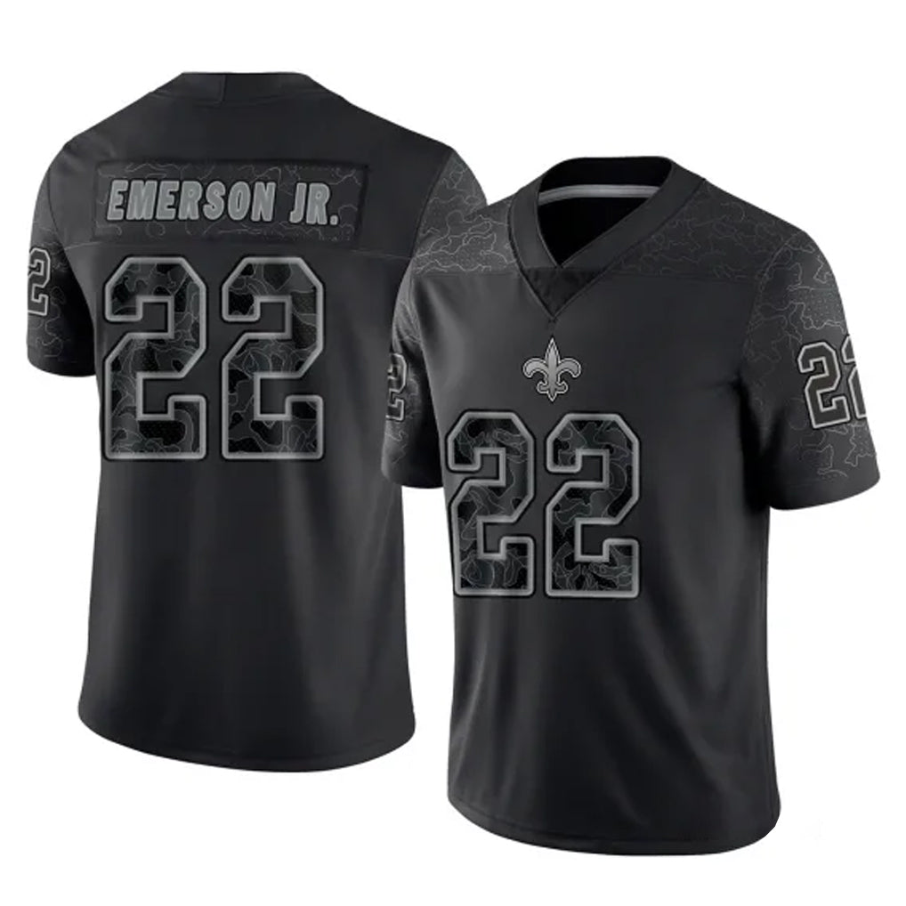 Kieara NO.Saints #22 Martin Emerson Jr. Player Black Limited Reflective Home Game Stitched Jerseys