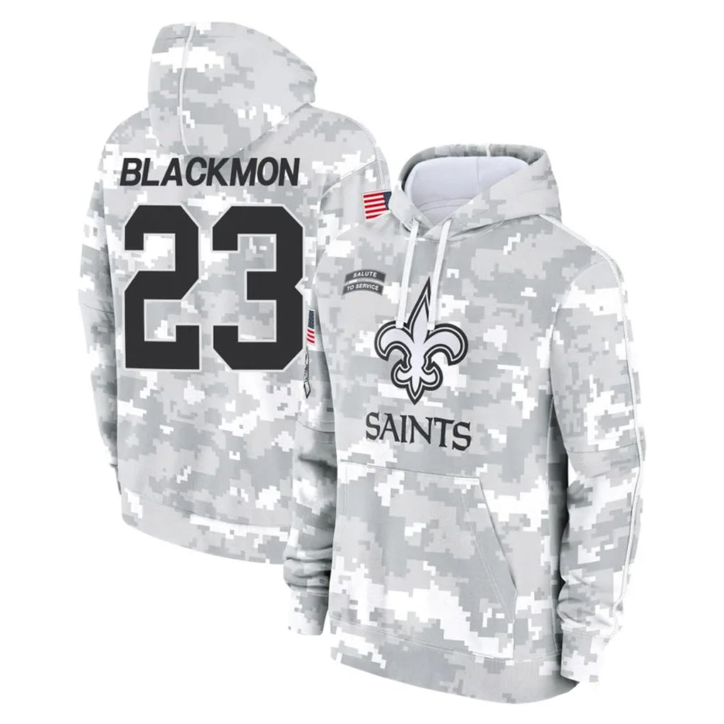 Kieara NO.Saints #23 Julian Blackmon Player Arctic Camo Salute to Service Pullover Hoodies Limited Game Stitched Jerseys