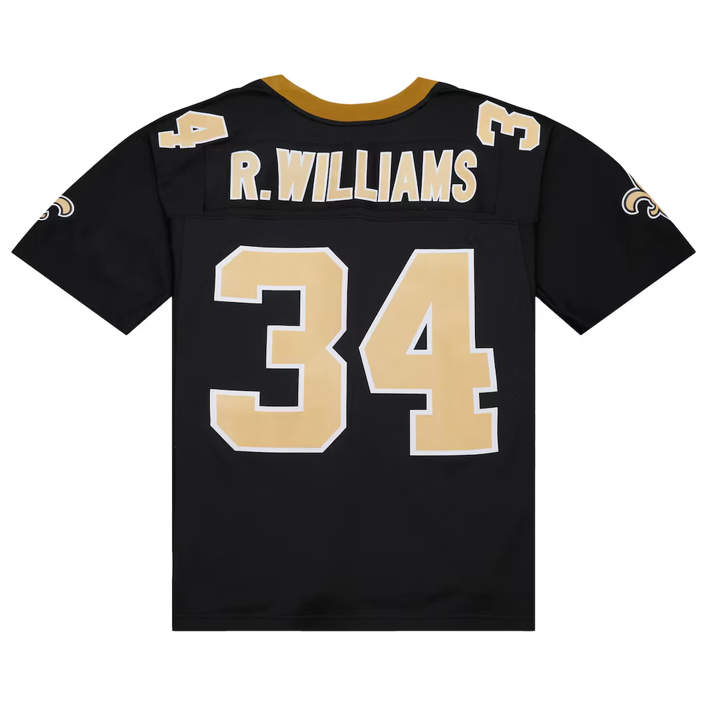 Kieara NO.Saints #34 Ricky Williams Mitchell & Ness Black 1999 Legacy Replica Stitched Puhic Jersey