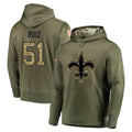 Kieara NO.Saints #51 Cesar Ruiz Player Olive Salute to Service Pullover Hoodies Home Game Stitched Jerseys