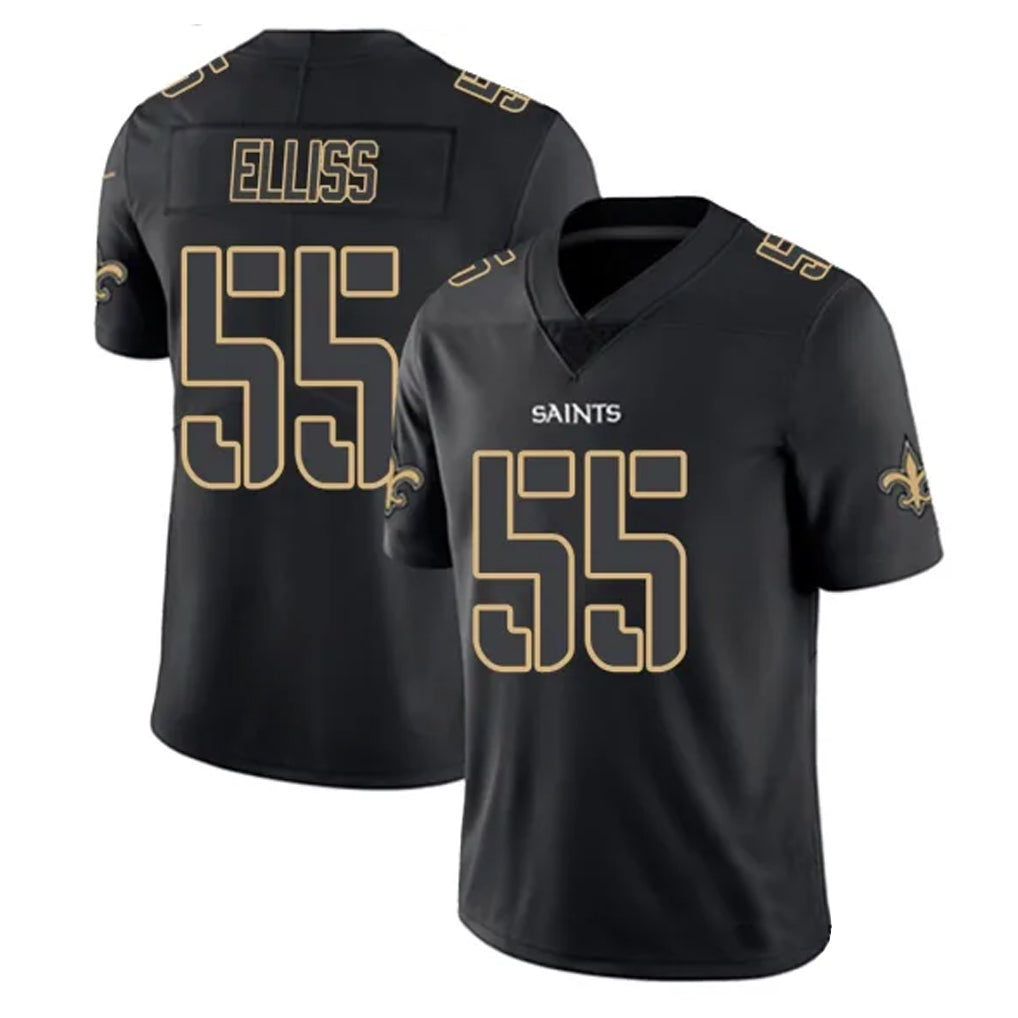 Kieara NO.Saints #55 Kaden Elliss Player Black Impact Limited Home Game Stitched Jerseys