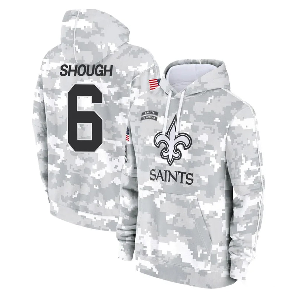 Kieara NO.Saints #6 Tyler Shough Player Arctic Camo Salute to Service Pullover Hoodies Limited Game Stitched Jerseys