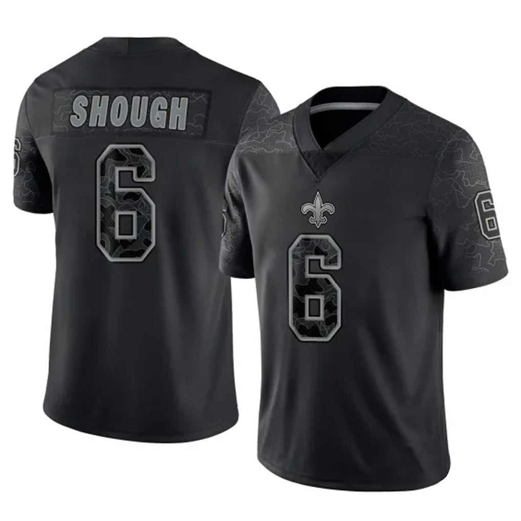 Kieara NO.Saints #6 Tyler Shough Player Black Limited Reflective Home Game Stitched Jerseys