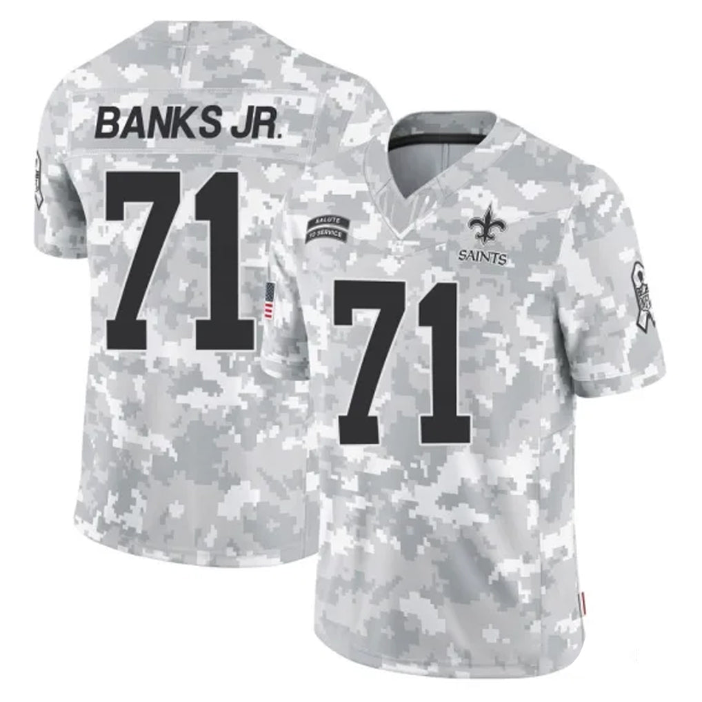 Kieara NO.Saints #71 Kelvin Banks Jr. Player Arctic Camo Salute To Service Limited Game Stitched Jerseys