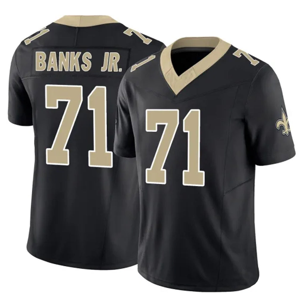 Kieara NO.Saints #71 Kelvin Banks Jr. Player Black Limited Vapor F.U.S.E. Home Game Stitched Jerseys