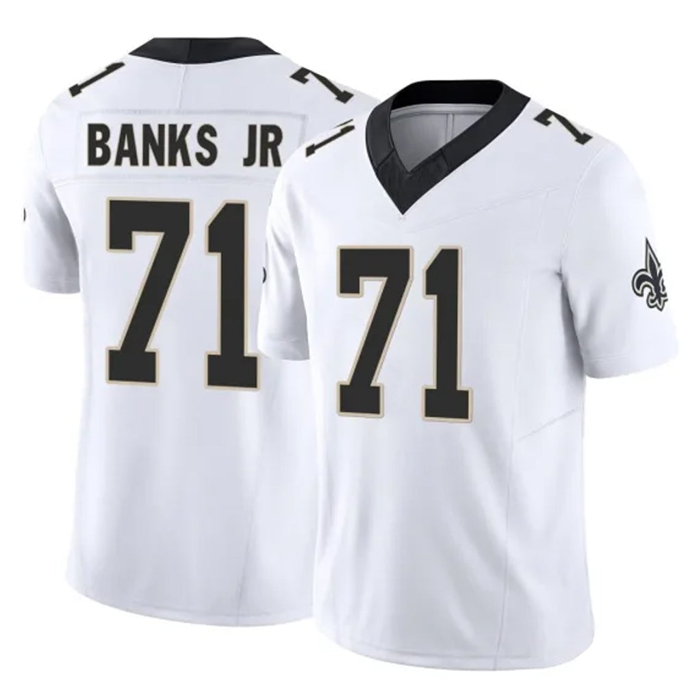 Kieara NO.Saints #71 Kelvin Banks Jr. Player White Limited Vapor F.U.S.E. Home Game Stitched Jerseys