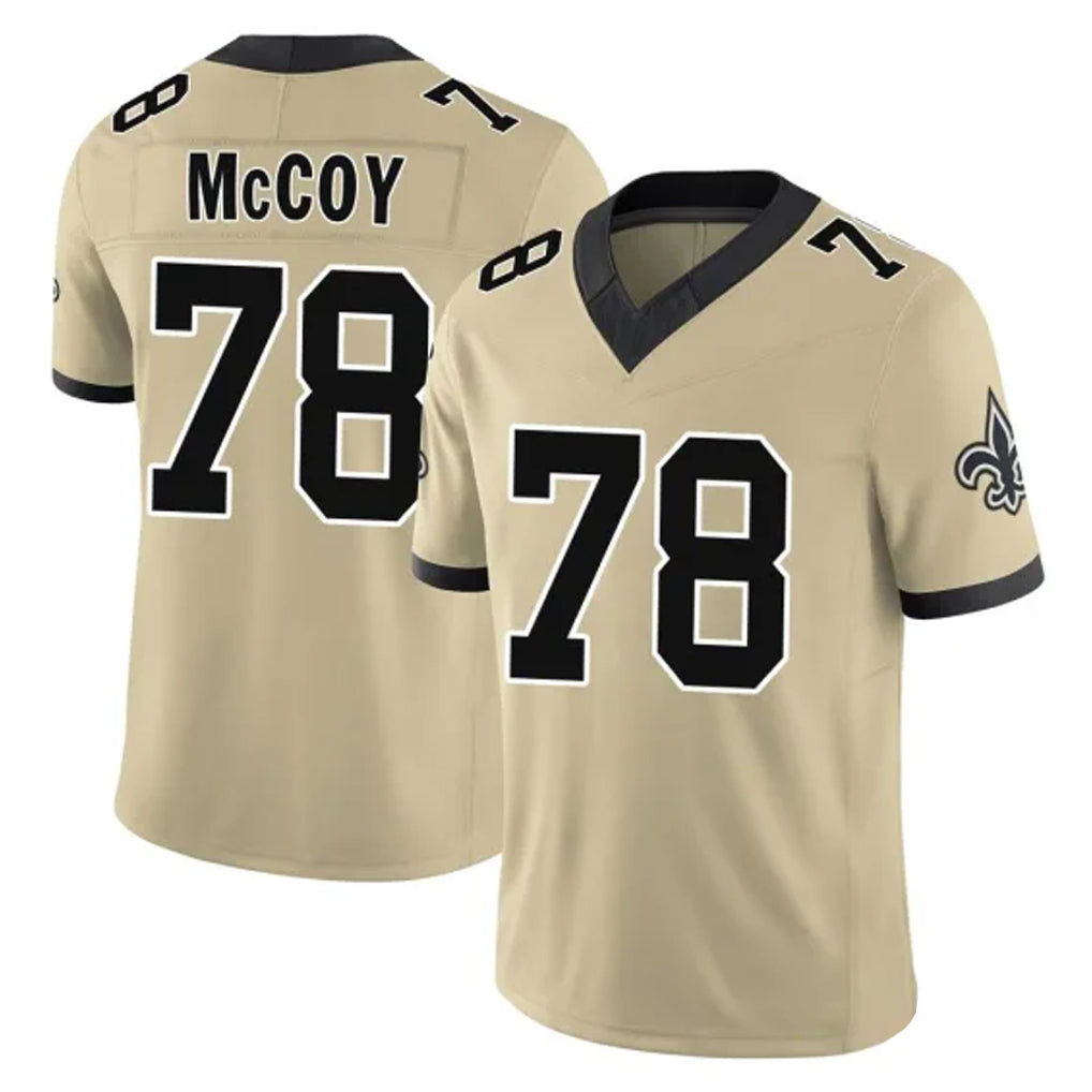 Kieara NO.Saints #78 Erik McCoy Player Gold Limited Vapor F.U.S.E. Home Game Stitched Jerseys