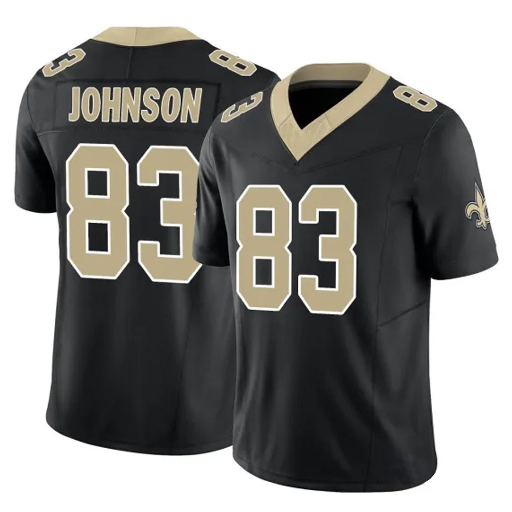 Kieara NO.Saints #83 Juwan Johnson Player Black Limited Vapor F.U.S.E. Home Game Stitched Jerseys